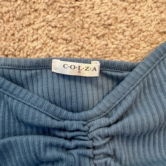 Colza women’s blue ribbed crop top size small - Picture 6 of 6